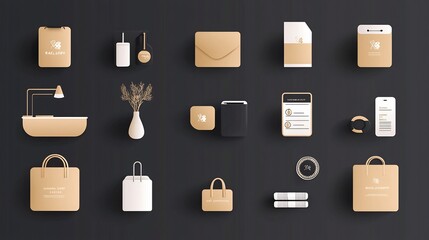 Aufkleber - A set of minimalist line icons representing various elements of hotel customer service including desks staff assistance stations and reservation counters  These simple