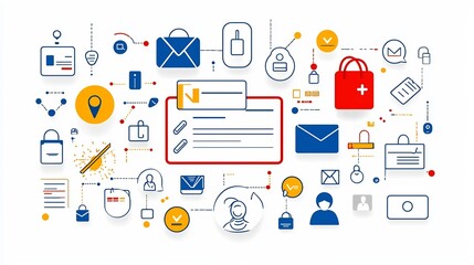 Leinwandbilder - Set of Minimalistic Icons Representing Receptionist Assistance Tools for Identity and Information Management Solutions