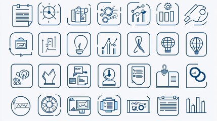 Aufkleber - Set of 60 outline business icons featuring finance strategy and productivity tools in an editable format  The simple minimalist icons can be used for infographics graphic design user interface
