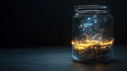 Wall Mural - The entire universe contained inside a glass. Futuristic, galaxy, universe, fantasy, and portal background concept