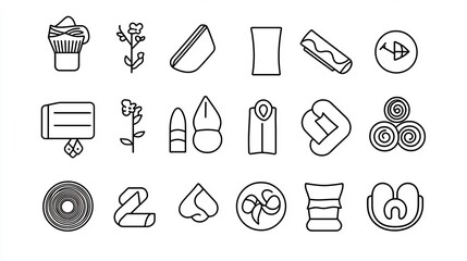 Poster - Collection of 30 simple line icons representing various fabric and textile attributes such as hypoallergenic eco friendly and quick dry properties  Designed in a clean