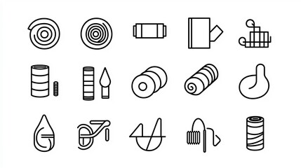 Poster - Collection of 30 linear icons representing various fabric and textile attributes such as softness stretch anti static and other material properties in a clean and minimalist graphic style