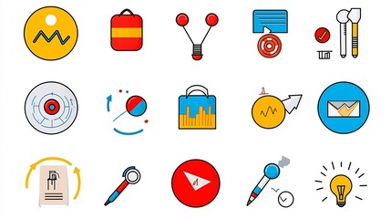 Poster - Comprehensive set of marketing icons including target campaign and public outreach symbols in a simple line design ideal for representing business goals strategies and planning