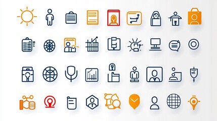 Aufkleber - This comprehensive set of corporate and organizational icons features a variety of symbols representing people company structure and networking concepts