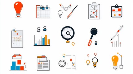 Leinwandbilder - The Essential Icons for Streamlining Project Management Workflows and Strategies   Minimalistic symbols representing deadlines organization optimization
