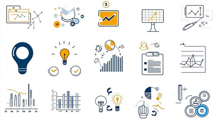 Leinwandbilder - Set of Minimalist Project Management Tool Icons Featuring Symbols for Deadlines Organization and Optimization in a Clean Vector based Style  Ideal for Business Software or Productivity Concepts
