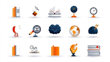 Leinwandbilder - Minimalistic design featuring a collection of icons and symbols that represent the power potential and impact of education knowledge and intellectual growth