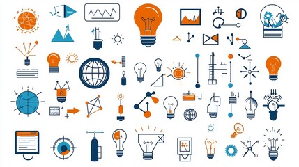 Aufkleber - Creative of Knowledge Icon Set with Imagery of Light Bulb Owl and Globe Representing Creativity Intelligence and Genius Symbols for Education Learning and Innovation