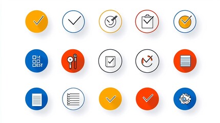 Aufkleber - Minimalist icon set designed for inspection evaluation and assurance processes  Includes symbols for checklists testing reviews and other control measures