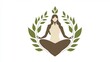 © Michela - Il benessere fisico dello sport e della natura rappresentato dall'illustrazione vettoriale di una donna che fa yoga, con foglie verdi intorno a lei. Sfondo bianco trasparente