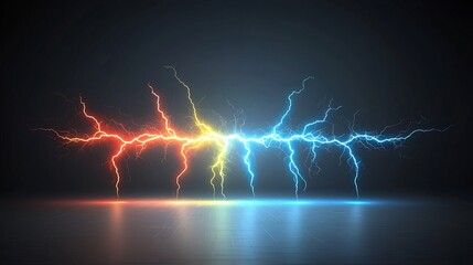 Fototapete - Dazzling burst of multicolored electrical sparks in lightning like formations glowing brightly and spreading outward on a transparent background perfect for futuristic themes and creative projects