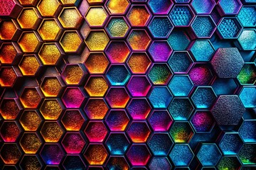 Poster - Abstract Black Texture Background Featuring Hexagonal Patterns for Modern Design and Creative Projects, Ideal for Artistic Displays and Digital Applications