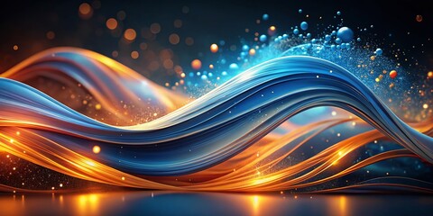 Poster - Abstract Blue and Orange Wave with Glowing Particles Creating a Dynamic Visual Experience Ideal for Backgrounds and Artistic Projects