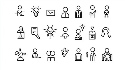 Leinwandbilder - Minimalist icons depicting members audiences and organizational roles involved in teams and group activities  These simple graphic symbols communicate the concepts of corporate organization