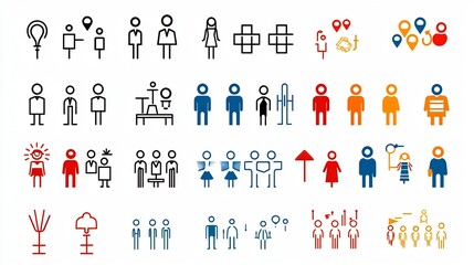 Leinwandbilder - Minimalist icon set depicting participants members and audience symbols for people based communities organizations and collectives