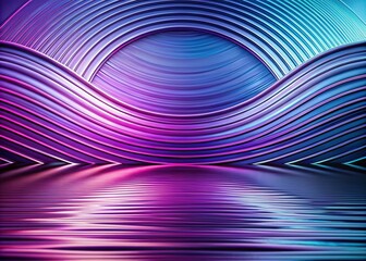 Poster - Abstract Minimalist Composition of Colorful Purple and Blue Circles with Wavy Lines, Perfect for Modern Decor and Artistic Inspiration