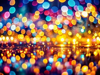Poster - Abstract Night Photography of Glowing Lights with Colorful Bokeh Effects and Dynamic Patterns for Creative Backgrounds and Modern Art Projects