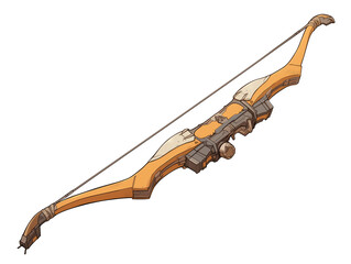 Aufkleber - intricately designed orange and silver bow with futuristic style, isolated on white background. bow features sleek curves and detailed mechanical elements, suggesting advanced craftsmanship