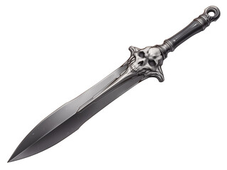 Poster - menacing dagger with skull adorned hilt and sharp blade, isolated on white background
