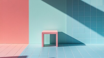 Aufkleber - Explore the calming aesthetic of an abstract geometric background featuring soft pastel tones and minimalist design elements