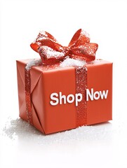 Poster - Christmas sale + promotion + advertisement + snowflakes, festive ribbons, bold 