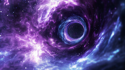 Poster - A cosmic scene depicting a swirling galaxy with vibrant purple and blue hues, featuring stars and celestial elements that create a mesmerizing and otherworldly visual experience.