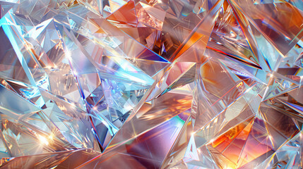 Poster - Stunning photograph capturing a close-up view of crystalline structures reflecting colorful light, creating a mesmerizing and intricate visual for artistic and decorative use.