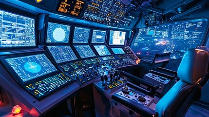 Poster - Explore the advanced features of a state-of-the-art flight control center in aviation technology