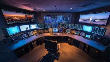 Aufkleber - Explore the cutting-edge flight control center revolutionizing airport operations with advanced technology and real-time data management