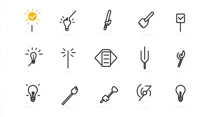 Leinwandbilder - Set of minimalist outline icons for user interface featuring symbols for highlighting choices selection options hand pointing gestures and decision making elements  Suitable for app website