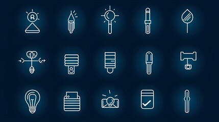 Leinwandbilder - A set of 15 concise and stylized outline icons featuring dropdown menus toggle switches and pick options designed for modern digital user interface and web application elements