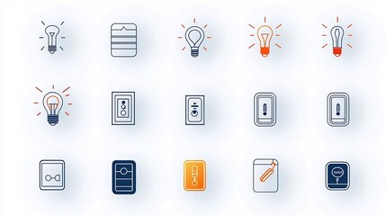 Leinwandbilder - Elegant set of 15 outline style icons featuring dropdown menus toggle switches and pick icons perfect for web and mobile user interface design  Editable stroke for customization