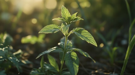 Wall Mural - young plant natural growth. generative ai