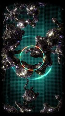 Wall Mural - A data screen style background of strange synthetic formations of undulating black organic looking material pulsating with glowing data glitch and interference effects.