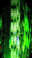 Wall Mural - A background or overlay texture of distorted digital glitch effects.