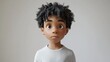© gacor - A cartoon illustration of a young Black boy with curly hair looking directly at the camera with a serious expression.