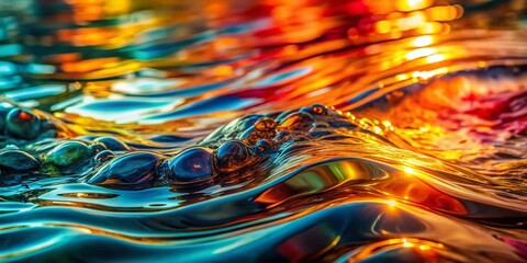 Poster - Captivating Abstract Water Texture Showcasing Fluidity and Color Variations in Natural Light for Contemporary Art and Design Applications