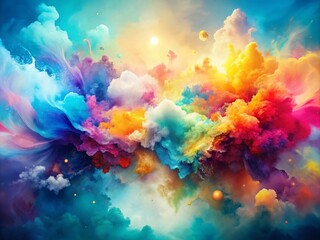 Poster - Captivating Abstract Watercolor Background with Double Exposure Effect Perfect for Text or Templates, Ideal for Creative Projects and Modern Designs