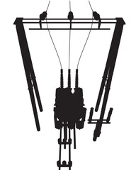 Poster - silhouette power grid substation - vector illustration. high voltage transmission systems. electric 