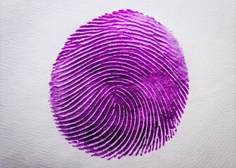 Poster - Captivating Candid Photography of a Unique Purple Fingerprint Imprinted on Paper, Showcasing Intricate Details and Vibrant Color Contrast in a Creative Art Setting