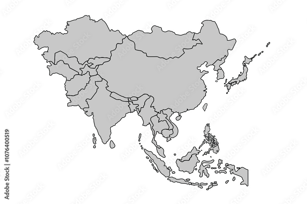 Asia map isolated on white background.for website layouts,background ...