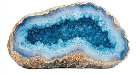 Vibrant blue agate geode with golden edges