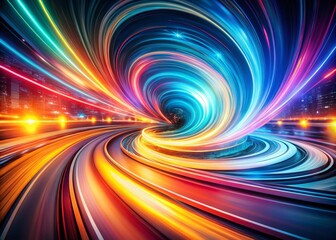 Poster - Captivating Long Exposure Background for Websites: Dreamy Swirls of Light and Color for Engaging Visuals