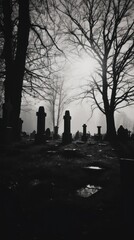 Canvas Print - Photography of graveyard tombstone cemetery outdoors.