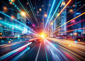 Poster - Captivating Long Exposure of a Modern Digital Interface Symbolizing User Engagement and Connectivity in a Virtual Environment