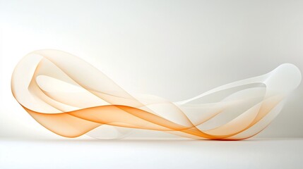 Poster - Warm toned wispy smoke creates delicate curving lines and shapes that float gently against a clean white background evoking a sense of elegance and tranquil ethereal movement