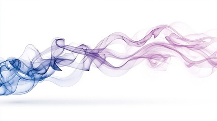 Aufkleber - Mesmerizing smoke patterns in rich luxurious purple hues showcase a captivating display of graceful fluid movement and elegant swirling curves against a clean white backdrop