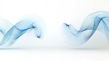 Poster - Elegant blue smoke patterns with gentle flowing curves isolated on a white background symbolizing softness and luxurious movement with a calm and warm feel