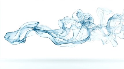 Poster - Captivating abstract artwork featuring swirling ethereal blue smoke patterns with soft complex curves and a sense of elegant luxurious flow  Evoking a calming meditative atmosphere