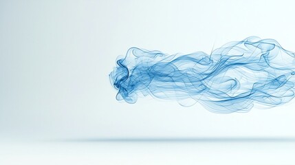 Poster - Mesmerizing abstract image showcasing delicate blue smoke with flowing elegant curves on a clean white background conveying a warm and sophisticated atmosphere with smooth